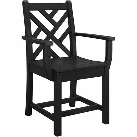 POLYWOOD CDD200BL Chippendale Black Dining Arm Chair 633CDD200BL